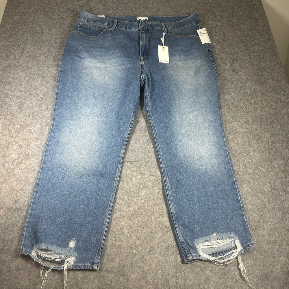 Good American Jeans Womens 18 Medium Wash Distressed Hem Classics Stretch 27"